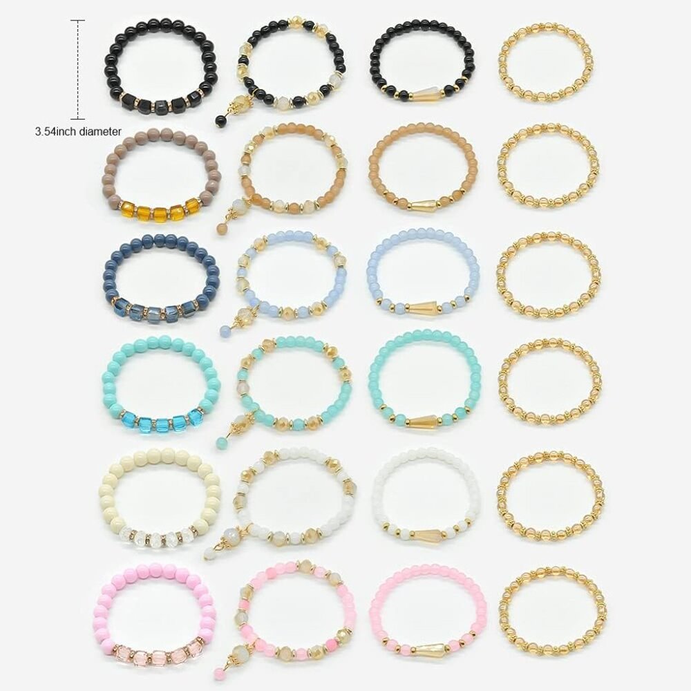Elegant 6-Piece Stackable Bead Bracelets - Dainty… - image 3